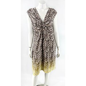 JJB Benson Silk Dress Size 44 (US 14) Brown Yellow